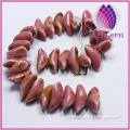 Bead porcelain pink 23X9mm bullions with Chinese character on the middle drill